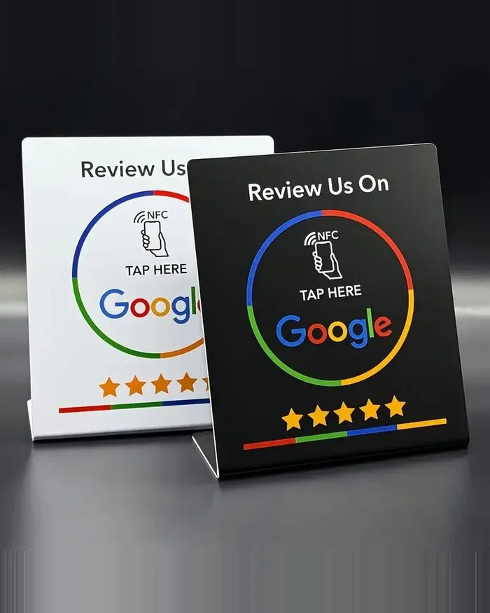 Велика біла NFC-підставка Google Review, ракурс 2