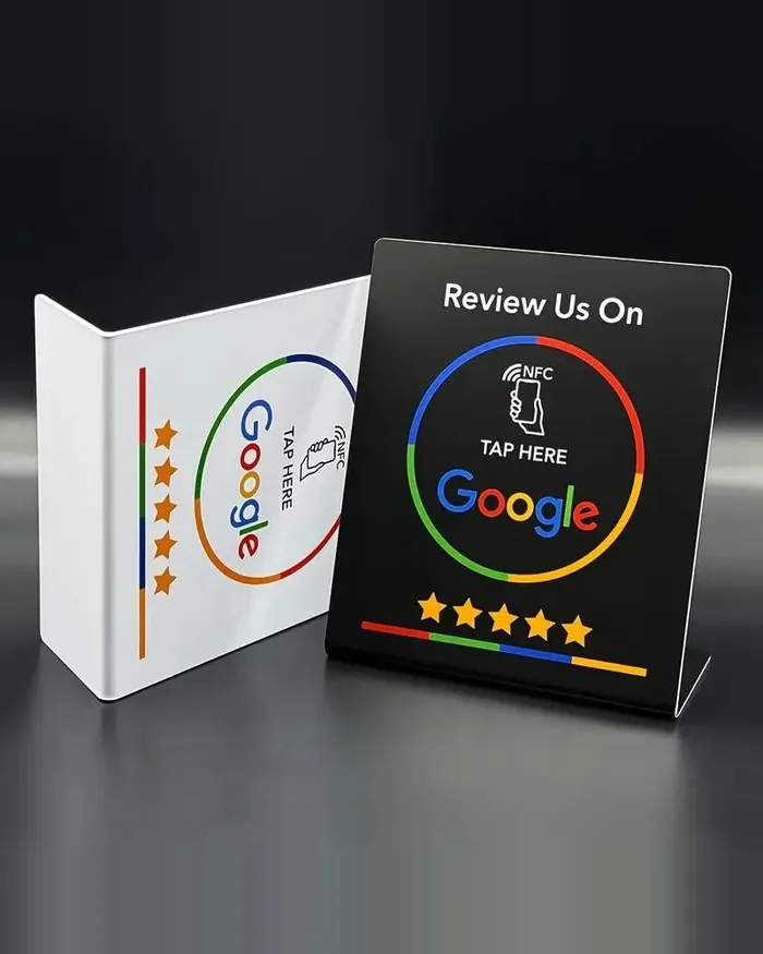 Велика біла NFC-підставка Google Review, ракурс 3