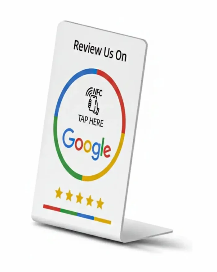 Мала біла NFC-підставка Google Review, ракурс 1